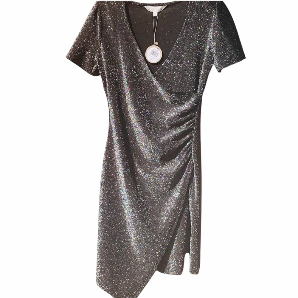 APRICOT Black Shimmer Mini Dress —#063